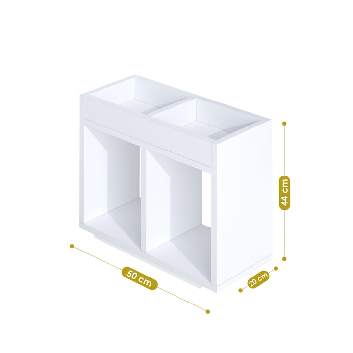 Woody Fashion könyvespolc, 50x20x44cm, 18mm, fém lábak, falra szerelhető