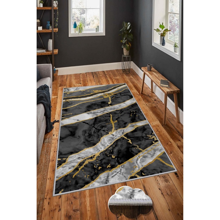 Covor multicolor 80x300 cm, 100% poliester, imprimat digital, tesut la masina