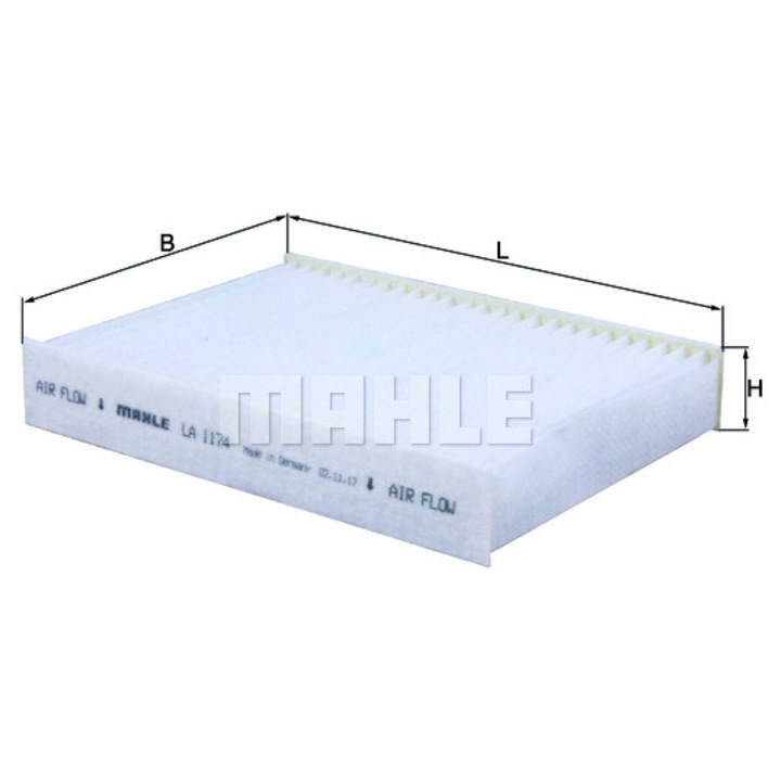 Mahle LA 1174 szellőzőszűrő, 195x145x30mm, 27g, szilárd részecskékhez