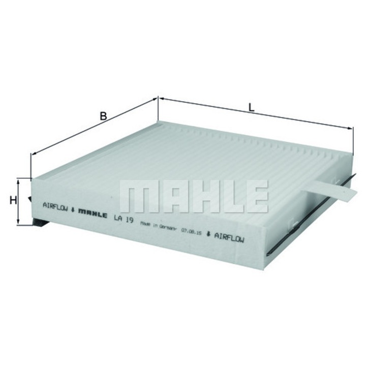 Mahle LA 19 szellőzőszűrő, 170,5x194x37,5mm, 127g