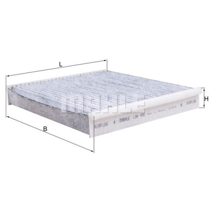 Mahle LAK 490 szellőzőszűrő, aktív szén, 194x207x30mm