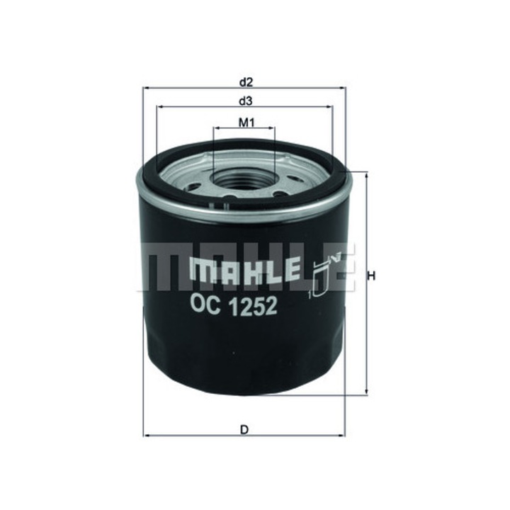 Mahle OC 1252 olajszűrő, M22x1.5, 75x79.5mm