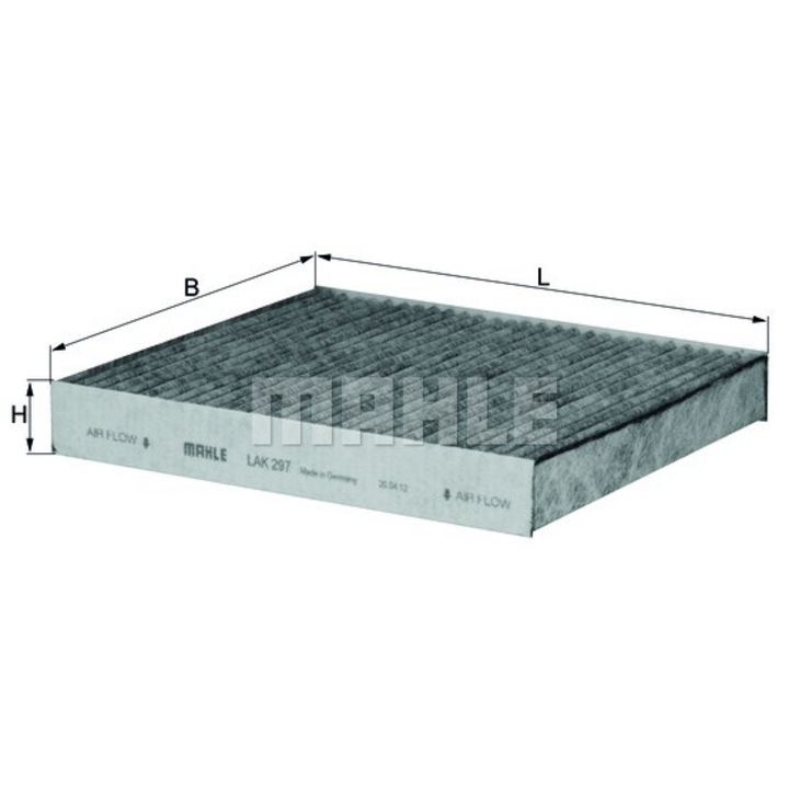 Mahle LAK 297 szellőzőszűrő, aktív szén, 22,5x3,3x26cm