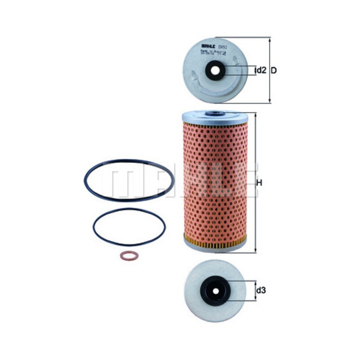 Маслен филтър Mahle OX 92D, 71 мм, 140 г, 8x8x16 см