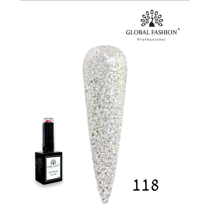 Oja semipermanenta Global Fashion, Gel polish Elite Glow 15 ml, 118