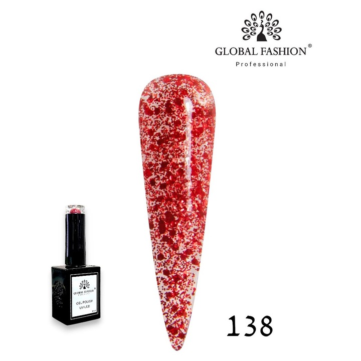 Oja semipermanenta Global Fashion, Gel polish Elite Glow 15 ml, 138