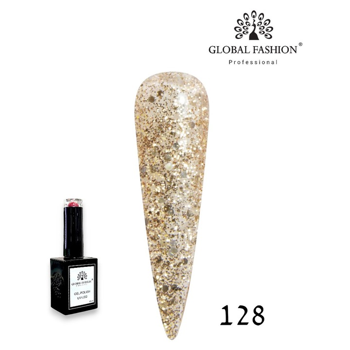 Oja semipermanenta Global Fashion, Gel polish Elite Glow 15 ml, 128