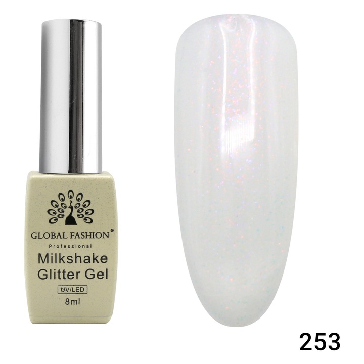 Oja semipermanenta, Milkshake Glitter, Global Fashion 8ml, 253