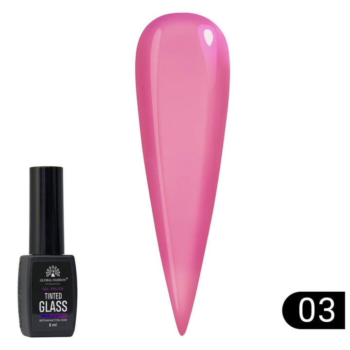 Oja semipermanenta cu efect de vitraliu Global Fashion 8ml, Tinted Glass 03