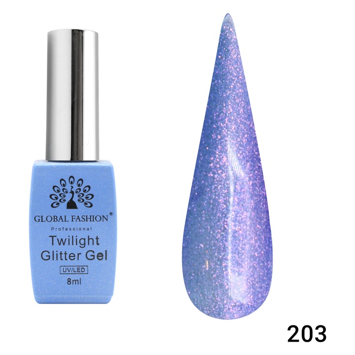 Oja semipermanenta Twilight Glitter 8ml, 203