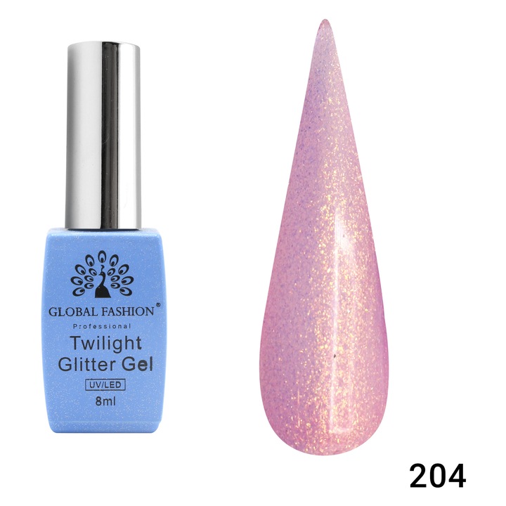 Oja semipermanenta Twilight Glitter 8ml, 204