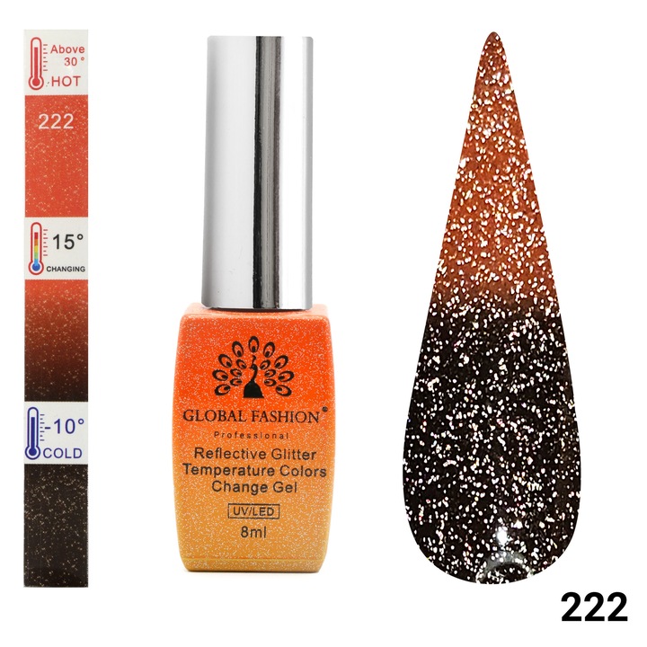 Oja semipermanenta termica, Temperature Color Change Disco 8ml, 222