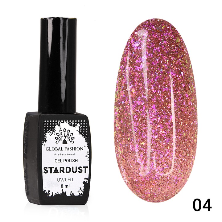 Oja semipermanenta Stardust, reflectorizant, Global Fashion, 8ml, 04
