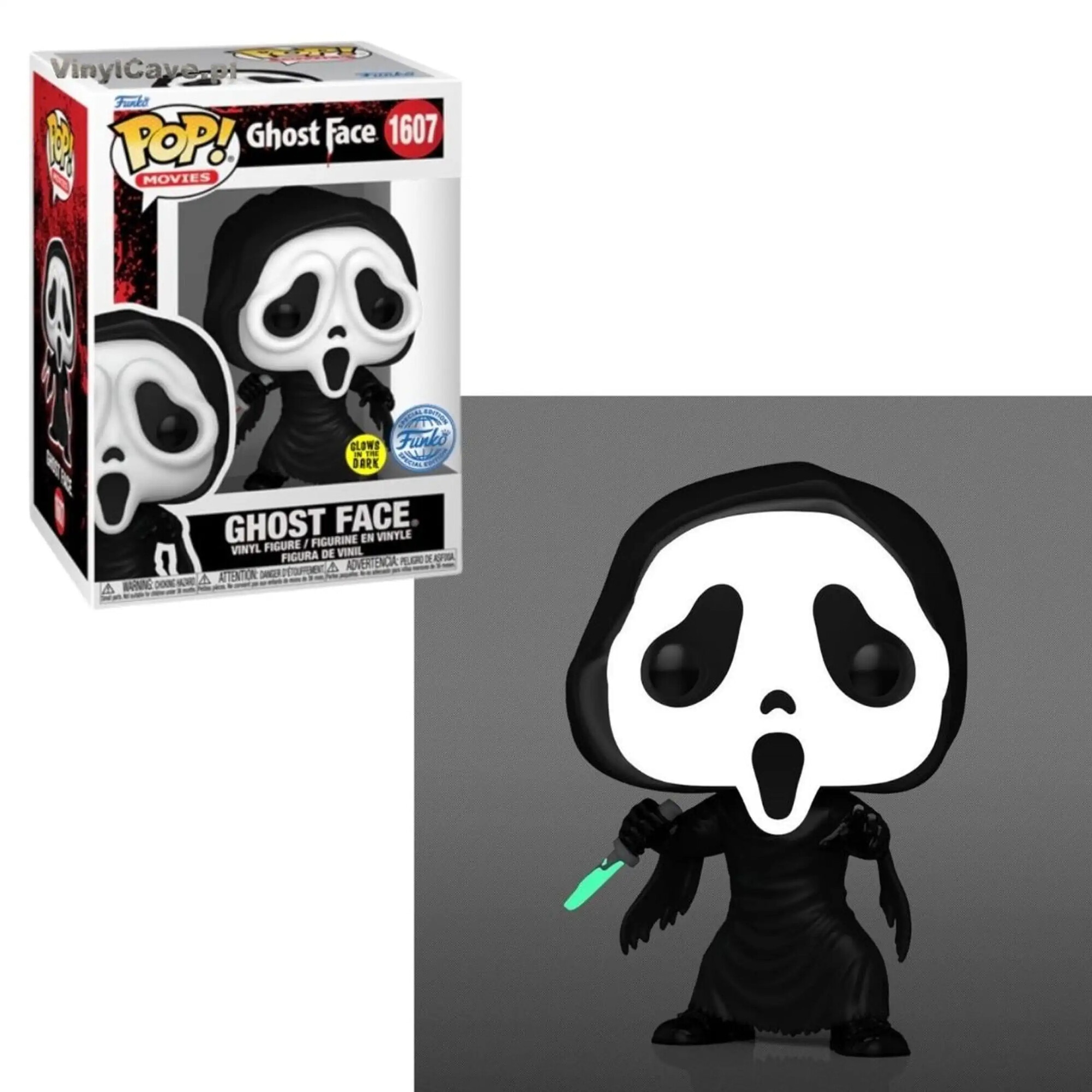Figurina Ghost Face Funko POP!, editie exclusiva, 9cm, alb/negru