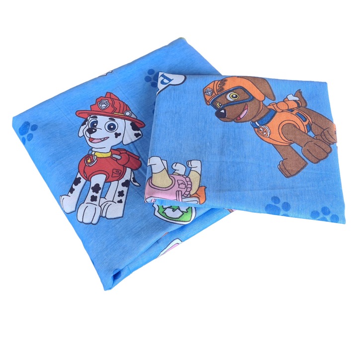 Lenjerie pat, 2 piese MCF, patrula catelusilor, multicolor 90x200 cm