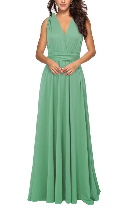Rochie de seara lunga, eleganta, bretele ajustabile, pentru domnisoare de onoare, petreceri, verde, L