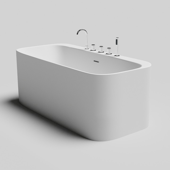 Cada de baie, freestanding, baterie si ventil inclus, Acril, Alb Lucios, 170x80 cm, Granada