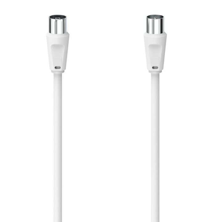 Коаксиален антенен кабел Hama 305045, мъжки - женски щепсел, 10 м, бял