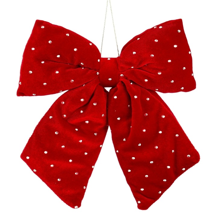 Papion rosu din satin cu pietre pretioase 20 x 23 cm