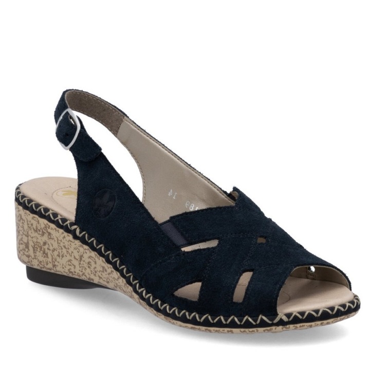 Rieker Rieker női éktalpú sötétkék bőr szandál 66189-14
