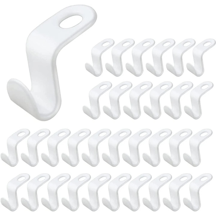 Set 70 Umerase pentru haine, Conectori din plastic, Capacitate 20 lbs, Alb
