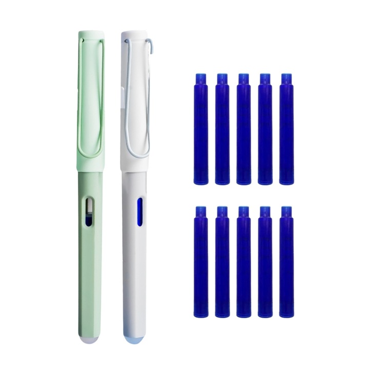 Set stilouri cu cerneala termosensibila + Rezerve, Pastel touch, Verde/Gri