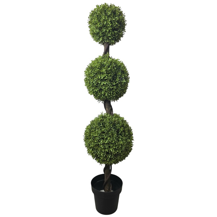 Set de plante artificiale Luka, brad buxus cu 3 sfere, verde, 119cm x 20cm x 17cm