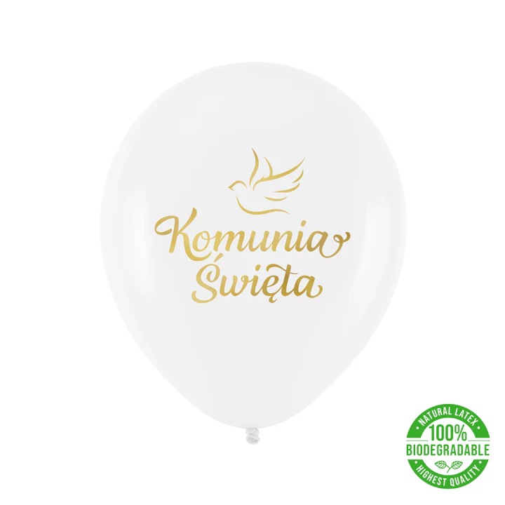 Биоразградими балони, Party Pal, комплект от 100 броя, бели със златно, 30 см