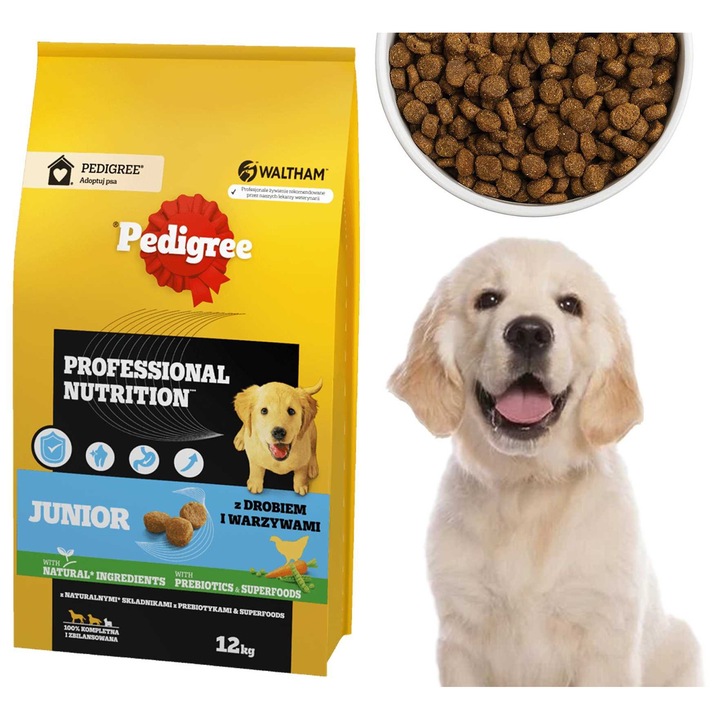 Hrana pentru caini, Pedigree, Junior Professional Nutrition, cu pui si legume, 12 kg