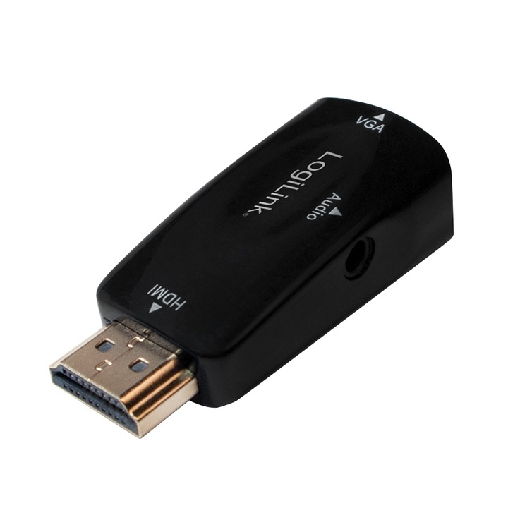 Adaptor Logilink HDMI - VGA, Audio-out 3.5mm, Negru