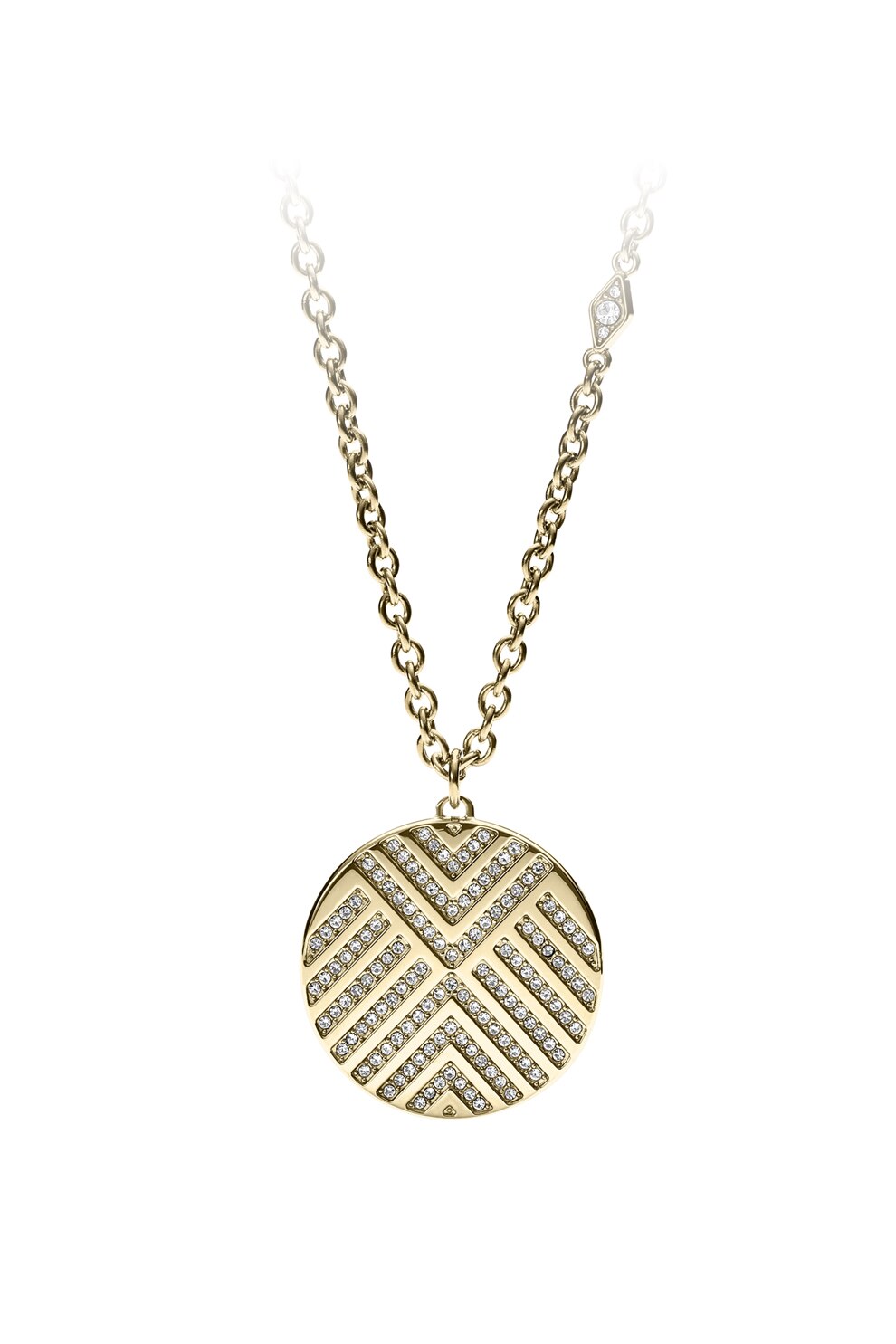 Fossil, Colier cu pandantiv Vintage Glitz, Auriu