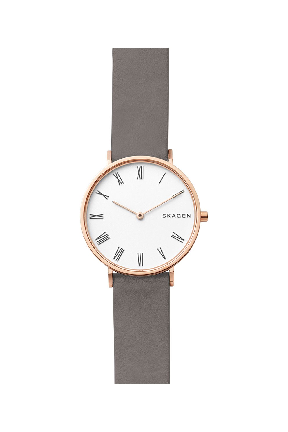 Skagen, Ceas cu doua indicatoare si o curea de piele Hald, Gri inchis