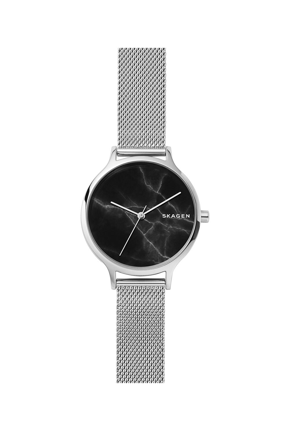 Skagen, Ceas cu trei indicatoare si bratara cu model plasa Anita, Argintiu