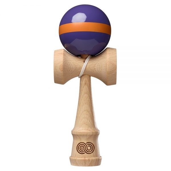 Joc de indemanare, Kendama USA, Kaizen Single Stripe Gloss, mov, cu linie portocalie, +4 ani
