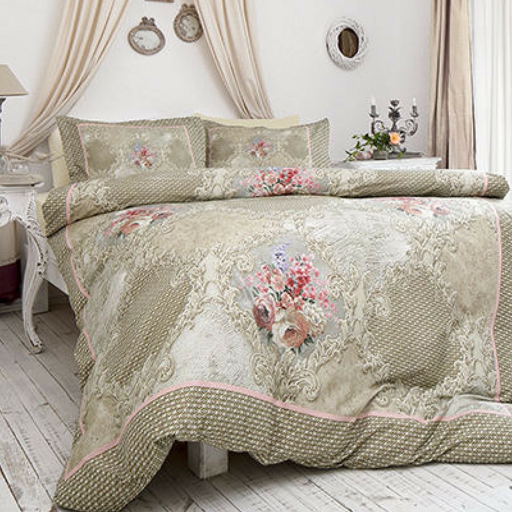 Lenjerie de pat JULLIETTE, pentru 2 persoane, 4 piese, 200x220 / 50x70, 100% bumbac, multicolor