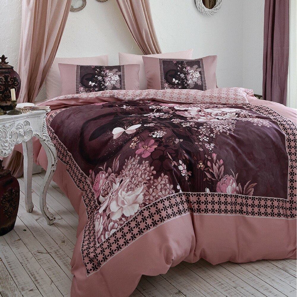 Lenjerie de pat WHITNEY, pentru 2 persoane, 4 piese, 200x220 / 50x70, 100% bumbac satinat, multicolor