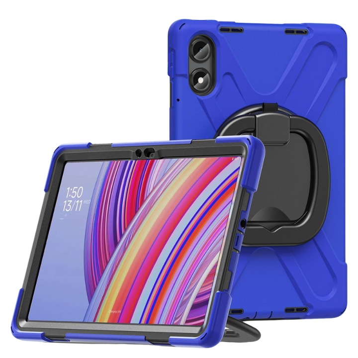 Калъф за таблет за Xiaomi Redmi Pad Pro 12.1, хибриден силиконов компютър, със стойка и презрамка за рамо (син)