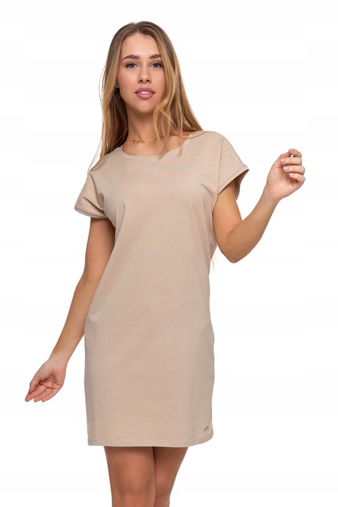 Rochie scurta, Moraj, bumbac, bej