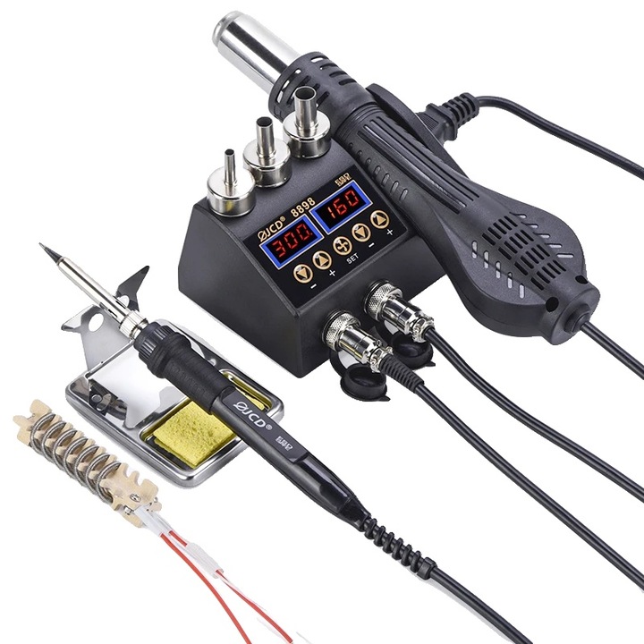 Statie de lipit 2 in 1, pistol cu aer cald de 750 W, fier de lipit de 80 W, 8898 KIT2, 750 W 220 V EU