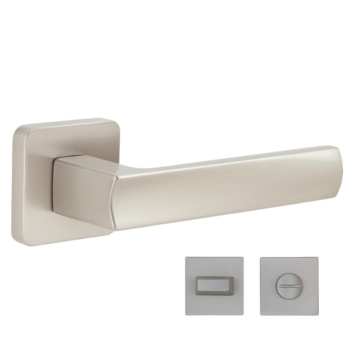 Maner usa interior ATRIA, nichel mat, cu rozete de WC