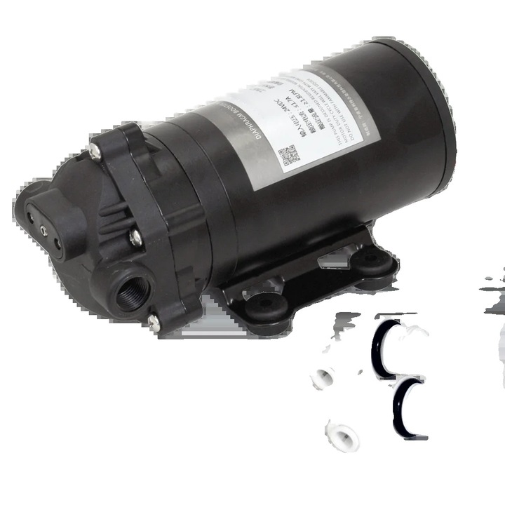 RO бустерна водна помпа, капацитет 200 GPD, самозасмукваща до 2 м, с аксесоари, 10 см x 10,5 см x 19 см, 2,2 кг