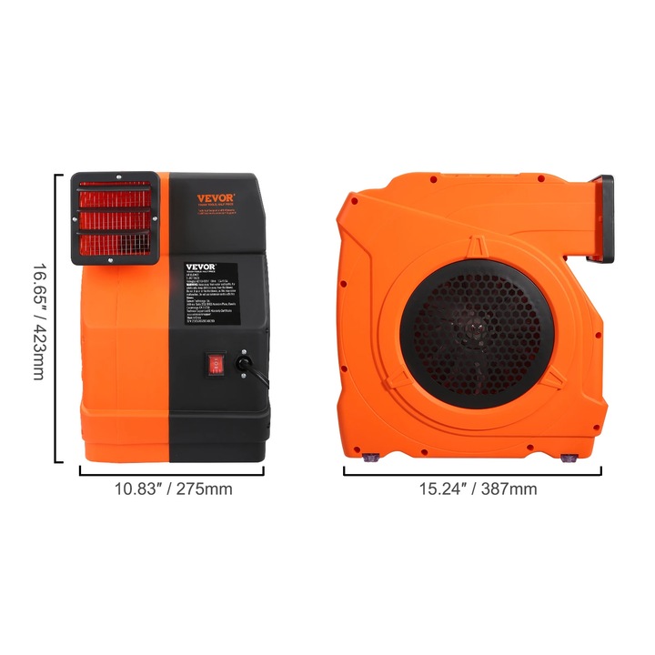 Felfújható lombfúvó, 1100W, 3100 fordulat/perc, 755-770 m3/h, IP24, 41,65"x26,25"x39,21"