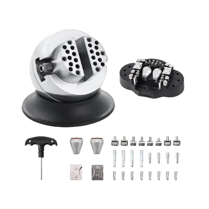 Menghină cu bilă, 3 inch, bază rotativă 360°, set 30 accesorii, prindere precisă