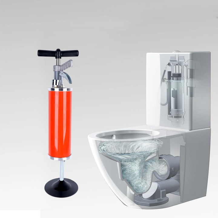 Ръчен Деблокатор за Тръби, Инструмент за Почистване на Канали Drain Buster, Помпа с Мощност на Засмукване, за Тоалетна и Мивка, Машина за Почистване на Тръби, Основен