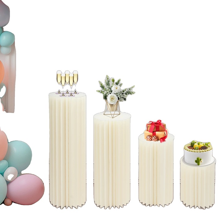 Set suporturi cilindrice pliabile, design elegant alb, capacitate mare de incarcare, dimensiuni variate