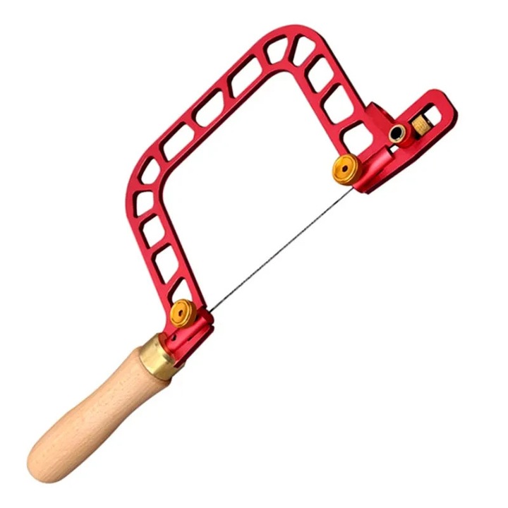 Fierastrau manual pentru taiere, cadru din aliaj de aluminiu, maner ergonomic din lemn, taiere cu sarma diamantata, 337 mm