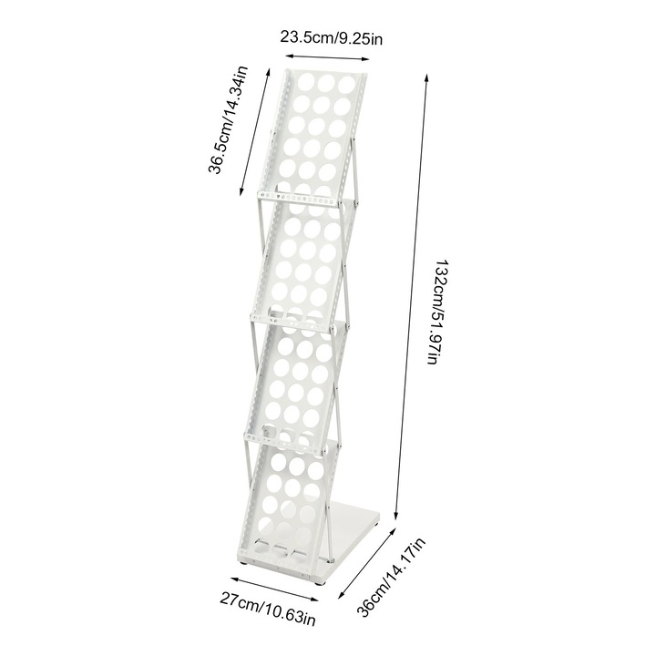 Поставка за документи, 4 нива, вентилирана структура, бяла