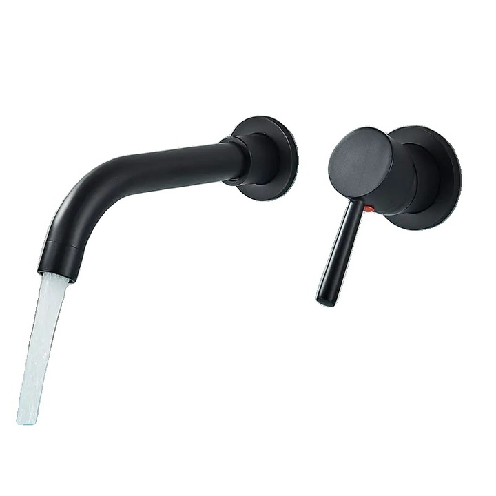 Szaniter mosogatócsaptelep, fali, egykaros vezérlés, kerámia, matt fekete