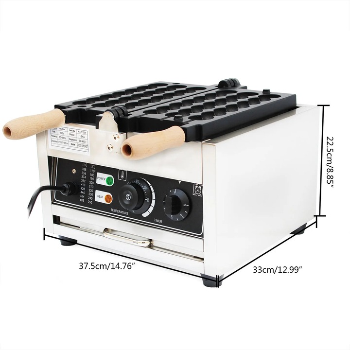 Aparat pentru vafe, 1500W, temperatura reglabila, inox, negru/alb