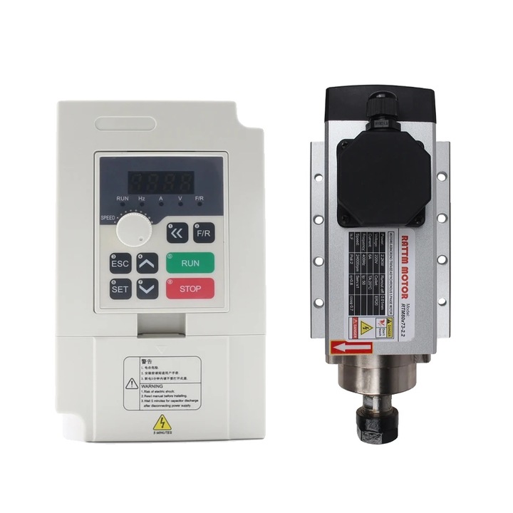 Motor de ax de mare viteza ER20 de 2,2 kW, racit cu aer, alezaj conic de precizie, Kit 1, 220 V